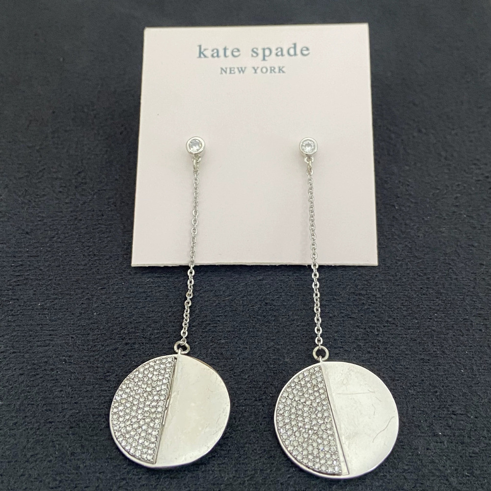 Kate SPADE Rhinestone Round Metal Drop Earrings - Picture 4 of 8